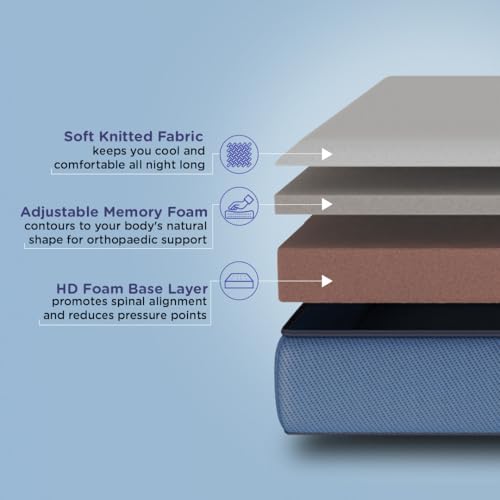 Image of Nilkamal SLEEP Plus Orthopedic Support Memory Foam Mattress | 10 Years Warranty | Single Size | 10 Inch Bed Mattress | Reversible Design | Breathable Knitted Fabric | Medium Firm, (72 x 36 x 10)