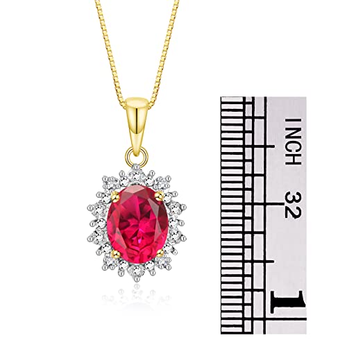 Image of Rylos Women's Yellow Gold Plated Silver Princess Diana Ring & Pendant Set. Gemstone & Diamonds, 9X7MM Birthstone. Matching Friendship Jewelry, Sizes 5-10.