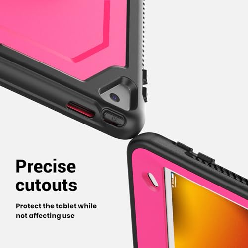 Coque iPad 10,2 antichoc avec protège-écran dragonne sangle rose - 5
