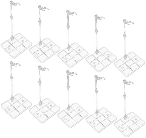 Action Figure Stand, Migaven 10pcs Assembly Action Figure Display Holder Base Doll Durable Model Support Display Stand Compatible with HG RG SD SHF Gundam 1/144 Toy Clear