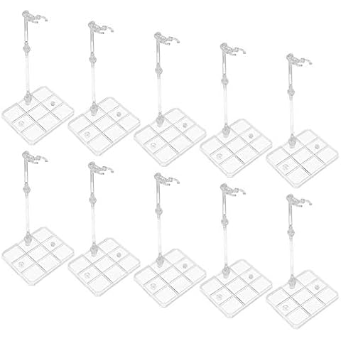 Action Figure Stands, Migaven 10pcs Assembly Action Figure Display Stand Holder Base Doll Model Support Stand Compatible with HG RG SD SHF Gundam 1/144 Toy Clear Cover