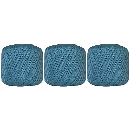 Image of ThreadArt 100% Cotton Crochet Thread Size 10, 3 Ball Pack, Turquoise 42 | Soft pure cotton crochet thread for lace, doilies, amigurumi and crafts. Smooth finish with crisp stitch definition.