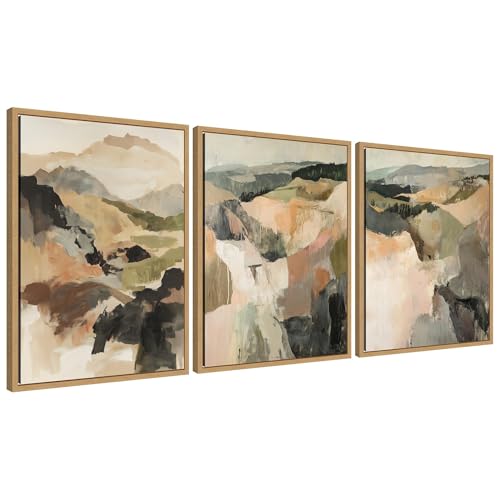 Kate and Laurel Tonal Mountains - 3 Piece Framed Canvas
