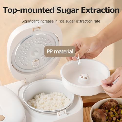 Olla arrocera de Doble vejiga, 2L+2l, pequeña Olla arrocera eléctrica Profesional de Doble vejiga con Pantalla táctil Inteligente, Programa de 12 Horas para cocinar gachas y calent