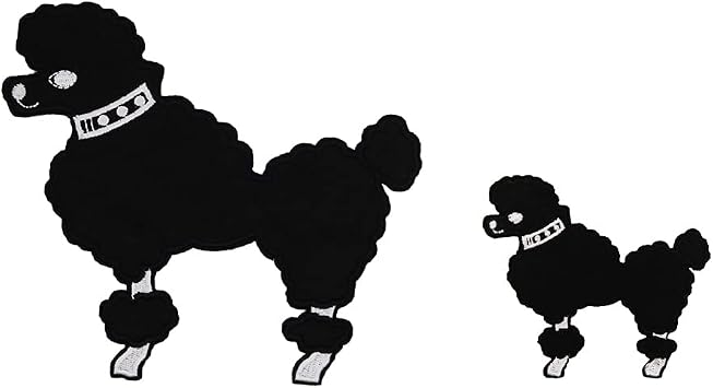 5.4" Large Black Poodle Embroidered Iron On Patches for Poodle Skirt DIY 50s Costumes for Women