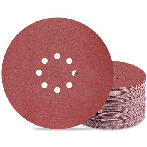 9 inch Sanding Discs 180 Grit 8 Holes Hook and Loop Sandpaper for Drywall Sander 60Pack