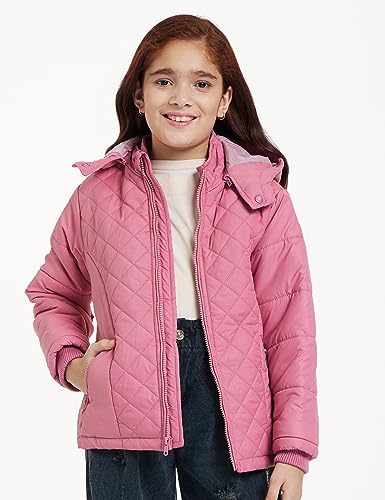 Image of Amazon Brand - Symbol Girls Girls Quilted Winter Jacket with Detachable Hood | Age 2-12 Years
