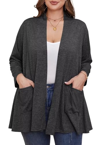 Image of BELAROI Plus Size Lightweight Cardigan Sweaters for Women Casual Open Front 3 /4 Sleeve Cover Up