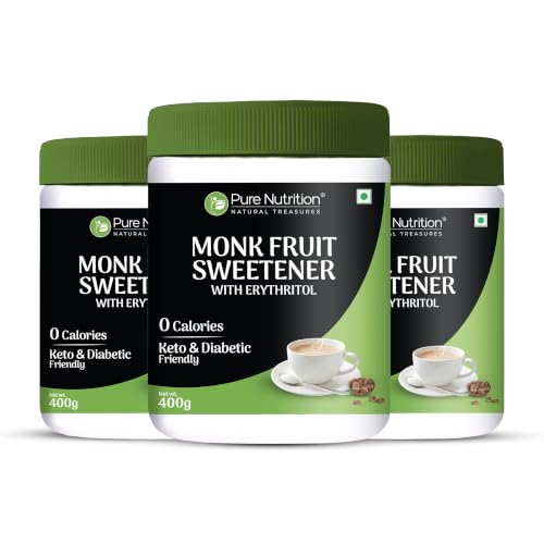 Image of Pure Nutrition Monk Fruit Powder with Erythritol 1200g | MonkFruit Powder Complex I Sugar Replacer I MonkFruit Sugar Extract For Cooking & Baking | Keto & Diabetic Friendly | Natural Sugar Alternative for Baking & Drinks (400x3)