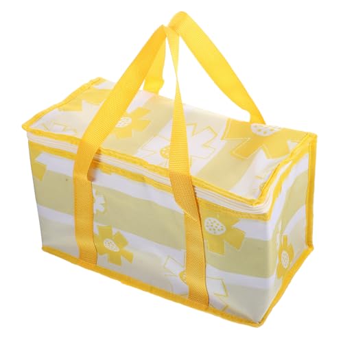Happyyami Bolsa Bolsa Bento Multifunción Nevera Portátil Para Pícnic Cesta De Pícnic Bolsa De Almuerzo Para Mujer Enfriador De Almuerzo Cestas Bolso De Mano Yellow Tela Oxford 600d