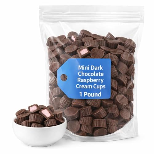 Dark Chocolate Raspberry Cream Cups, 1 Pound, Bite-Size Chocolate Treats image 2