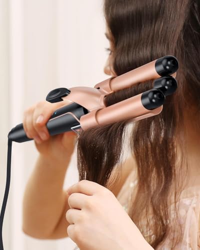 Foto von BESTOPE PRO 25mm Lockenstab, Keramik-Welleneisen für Haare mit Negativen Ionen, 8 Einstellbaren Temperaturen, 30S - Schnelles Aufheizen, 60Min Auto - Abschaltung, Handschuh, 2 Klammern, Roségold