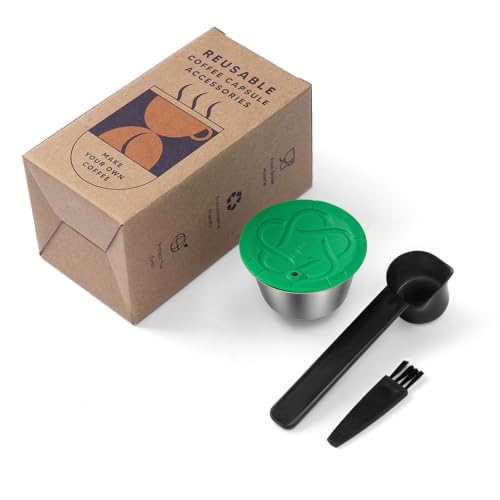 Capsules rechargeables Filtres à dosettes de café réutilisables compatibles avec les brasseurs Dolce Gusto avec cuillère et brosse (Convertisseur de...
