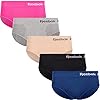Reebok-Womens-Underwear-Seamless-Hipster-Briefs-5-Pack Reebok Women's Underwear – Seamless Hipster Briefs (5 Pack), Size Medium, Grey Light/Rose/Hot Pink/Black/Blue