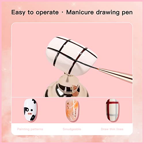 Nail Brushes For Nail Art, Eptbsdu Nail Art Brush Double Ended Nail Art Design Dotting Pens, Striping Nail Art Brushes For Long Lines, 3D Nail Drawing Pen For Salon At Home Diy Manicure (Pink, 6Pc) #TOP4