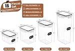 PRAKI Airtight Food Storage Container Set with Lids, 16 Pcs Plastic Dry Food Canisters for Kitchen Pantry Organizers and Storage, Ideal for Cereal, Flour & Sugar - Labels, Marker(Black)