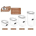 PRAKI Airtight Food Storage Containers Set, 16 Pcs BPA Free Plastic Dry Food Canisters for Kitchen Pantry Organization and Storage Ideal for Cereal, Flour & Sugar - Labels, Marker(Black) - Image 2