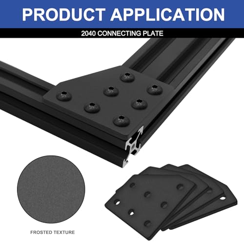 Image of 12pcs 2040 Aluminum Extrusion Joint Plate Connector Corner L Bracket 7-Hole 2040 V Slot Hardware T Slotted Accessories with T Nuts and Screws for Aluminum Profile 3D Printer Frame Part Black