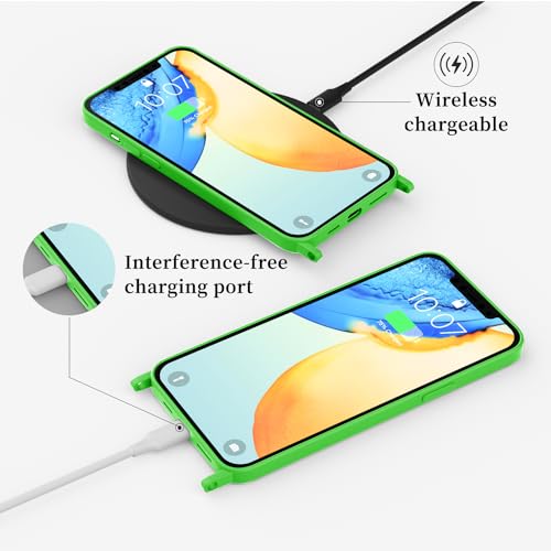 Image of Compatible with iPhone 15 Plus Case with Lanyard Crossbody iPhone Case with Strap Adjustable Shockproof Drop Protection Silicone Phone Cover for iPhone 15 Plus 6.7'' Neon Green