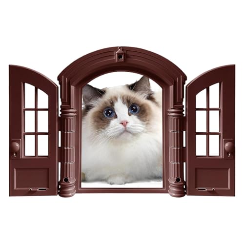 Puerta para gatos entrada doble panel con cerradura para animales pequeños 8
