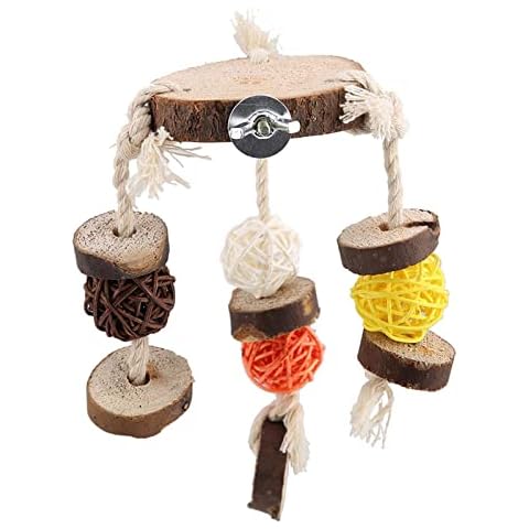 YUNYANZE Bird Toys Natural Wood Chewing Toys Cute Bird Cage Toys for Budgies Small Parakeets Conures Love Birds Cockatiel Finches Cover