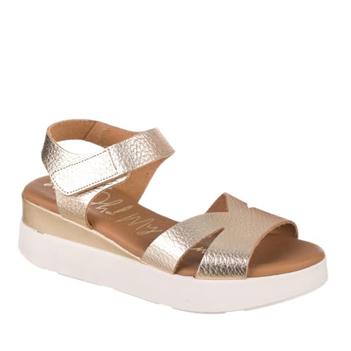 Oh! My Sandals 5963 Sandalia DE Piel con CUÑA Mujer Champagne 38