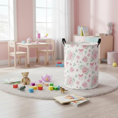 Image of Baby Laundry Hamper kids laundry Basket Waterproof Laundry Bag for Bedroom Clothes Organizer Room Decor(Bowknot Flower)