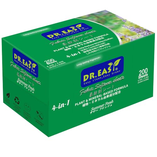 DR.EASY SUMMER FRESH Dryer Sheets Plant Based Formula 200 Ct Fabric Softener sheets for Laundry...