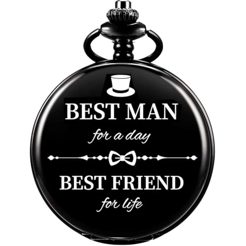 Afcrho Engraved Pocket Watches for Groomsmen Bestman Wedding Gift