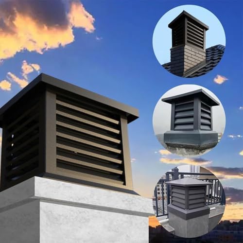 Square Aluminum Chimney Cap - Rainproof Flue Cover, Prevents Air Backflow, Ideal for Fireplace Exhaust, Durable & Weather-Resistant, Fits Standard Chimney Outlets