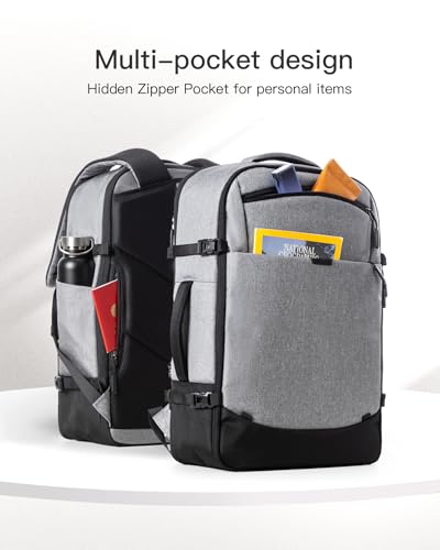 Image of Inateck 20-46.2 L Travel Backpack, Expandable Hand Luggage Backpack for Men Women Laptop Backpack Splashproof Compatible 14 /17.3 Inch Laptop and 12.9 Inch iPad for Weekender