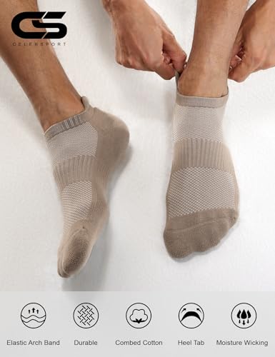 Image of CS CELERSPORT 6 Pairs Ankle Athletic Running Socks Low Cut Sports Tab Socks for Men and Women