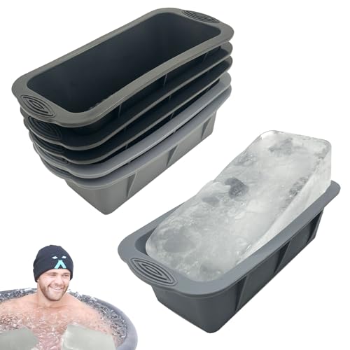 Image of 6Pcs Ice Mold for Ice Bath, YINOWON Large Silicone Ice Block Molds for Ice Bath, Large Ice Cube Molds for Cold Plunge Or Coolers, Ice Tray for Bath (Black and Gray)