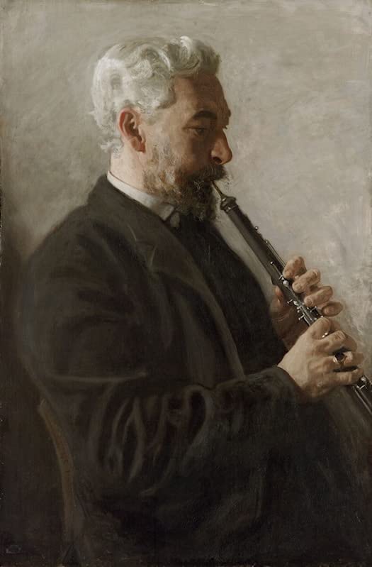 Tableau le joueur de hautbois par Eakins pour chambre mélomane