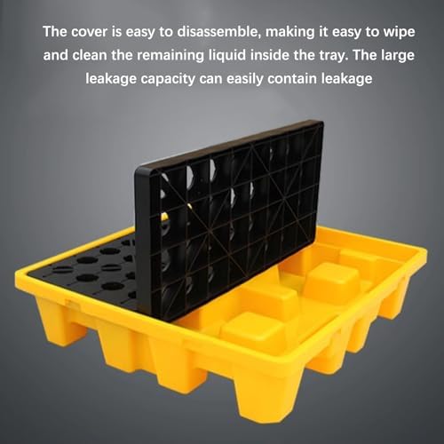 Drum Spill Containment Pallet, Leak-Proof Stackable Platform for Oil Tanks and Drums, Ideal for Warehouses and Factories,49x36x10CM/19.3x14.18x3.94in