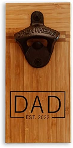 First Time Dad Gift - Bottle Opener, Wall-Mounted - Handmade 100% Solid Bamboo - Beer Lover New Father Present