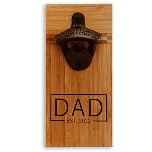 First Time Dad Gift - Bottle Opener, Wall-Mounted - Handmade 100% Solid Bamboo - Beer Lover New Father Present #TOP8