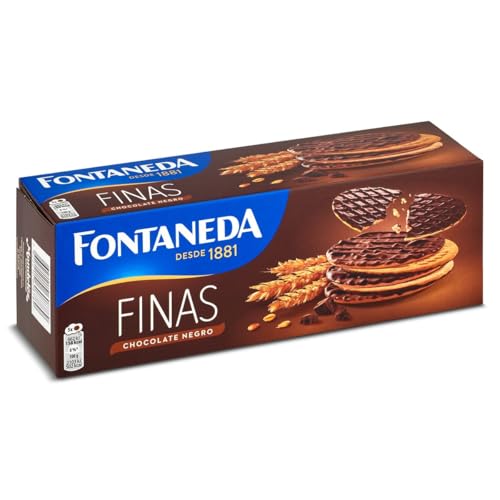 Fontaneda Galletas Digestive Finas con Chocolate Negro, 170g | Galletas Digestive Finas con chocolate negro, ideales para darte un capricho y desconectar