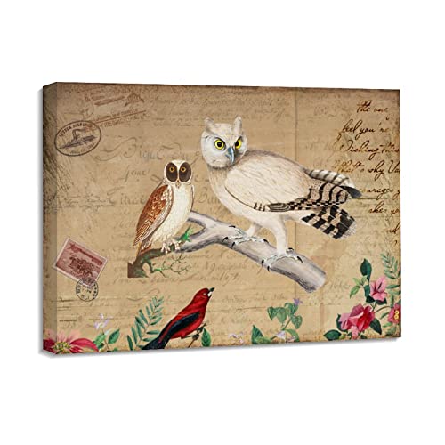 Toile murale vintage oiseaux floraux et affiche décoration murale salon salon rétro