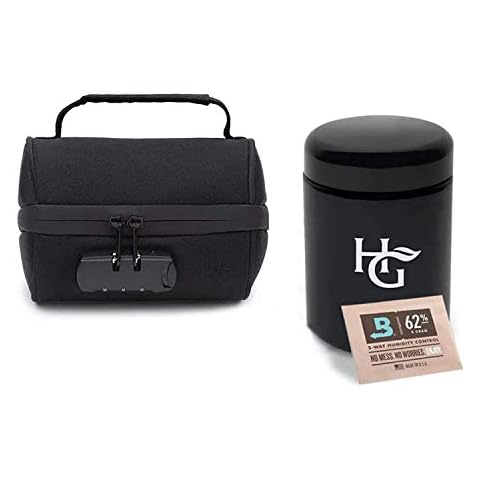 Herb Guard Half Oz Smell Proof Jar (250ml) with Locking Protective Case Smell Proof Container Comes with Humidity Pack and Resealable Travel Bag Cover