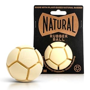 Natural Rubber Dog Ball – Round Chew Toy for Medium to Large Dogs – Dog Toys Made from Sustainable Rubber – Patented Safety Channels for Airflow & Safe Play – Supports Dental Wellness