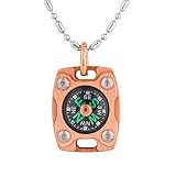 MecArmy CMP2-T High Sensitivity EDC Compass, Mechanical Instrument Inspired Design with Exquisite Engrave, Fluorescence Glow in The Dark Free Beaded Chain Worn as a Pendant (Copper)