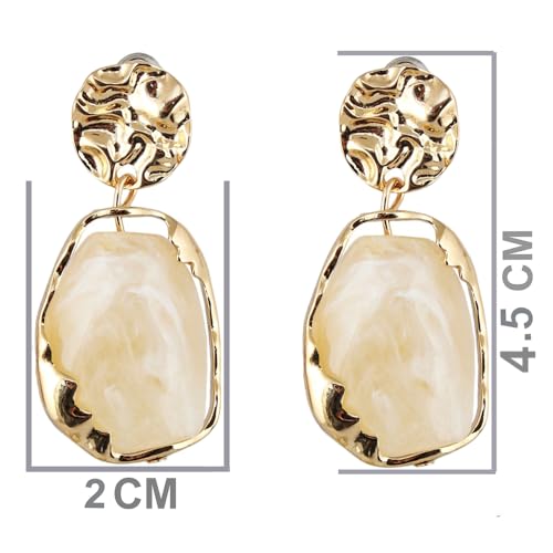 18k Plated Stone Dangle Earrings For Women
