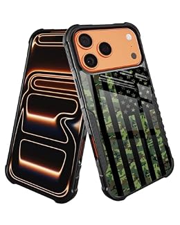LANJINDENG for iPhone 17 Pro Max Case Army Green Camo American Flag