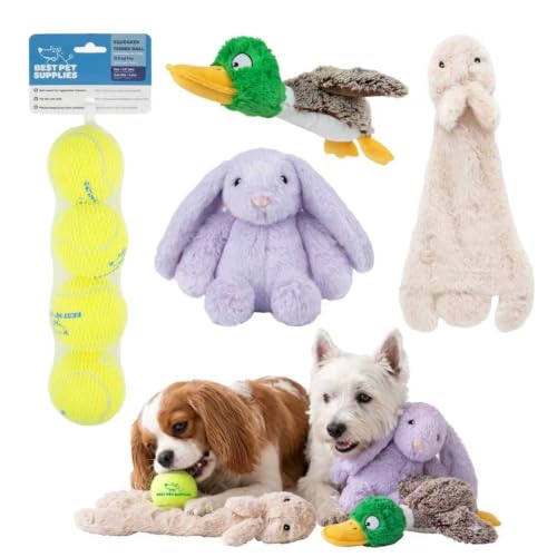 Image of Best Pet Supplies Squeaky Dog Toys with Soft Durable Fabric for Small, Medium and Large Pets Interactive Toy for Indoor Play, Supports Active Biting and Play - Bunny Bunny Duck Small