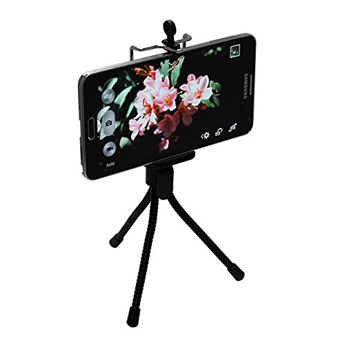 MaximalpowerMini Flexible Tripod Holder with Cell Phone Holder Adapter for All Smartphones Samsung iPhone and 35mm Cameras (1 Pack)