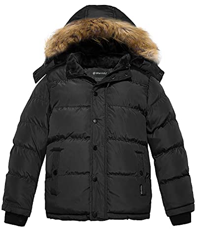 wantdo Big Kids Boy's Winter Puffer Jacket Black 10-12 and Lightweight Puffer Jacket Outerwear Gray