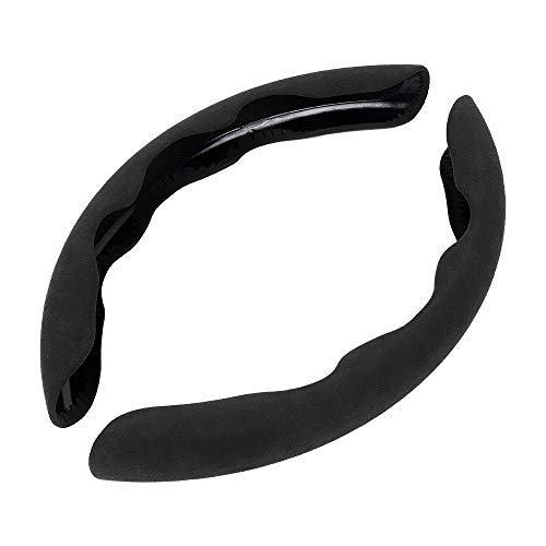 Cartist ハンドルカバー 車用 ステアリングカバー 汎用 軽自動車 普通車 おしゃれ 汚れ防止 滑り防止 オールシーズン対応 ハンドル 保護カバー カスタム 内装パーツ アクセサリー 2ピースセット 取付簡単 メーカー直営 (ブラック)