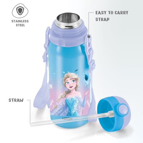 Image of MILTON Disney Torque 450 ISI Certified Stainless Steel Water Bottle, Leak Proof, Rust Proof, Single walled,1 Yr Warranty, Ideal Sipper Water Bottle for School Kids Bottle, 455 ml, Light Blue