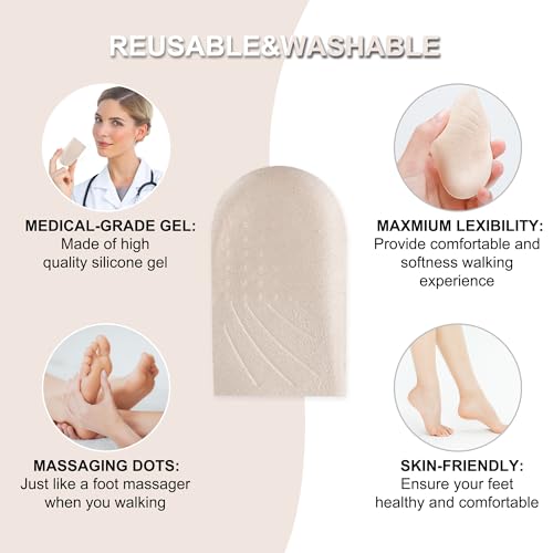 Image of 2 Pairs 3 Layers Medial & Lateral Heel Wedge Silicone Insoles - Corrective Adhesive Shoe Inserts for Foot Alignment, Knock Knee Pain, Bow Legs, Osteoarthritis for Men and Women(Large)